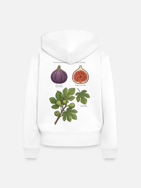 Botanischer Teller Feige Ficus Carica - Frauen Premium Bio Zip Hoodie - Weiß