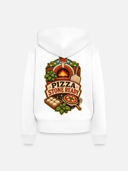 PIZZA STONE READY - Frauen Premium Bio Zip Hoodie - Weiß
