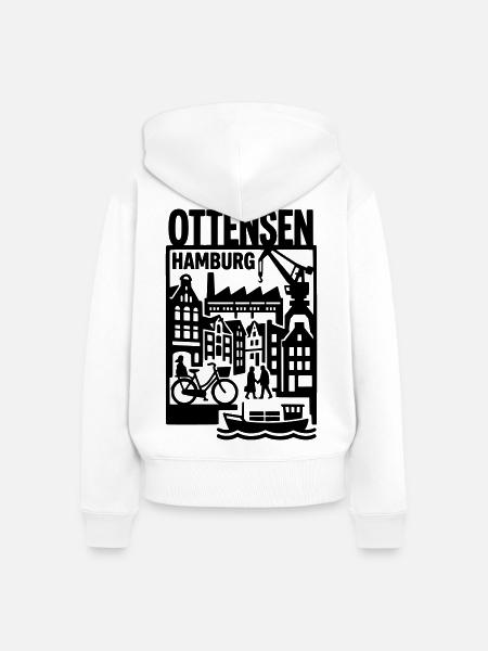 Hamburg Ottensen Retro  - Frauen Premium Bio Zip Hoodie - Weiß