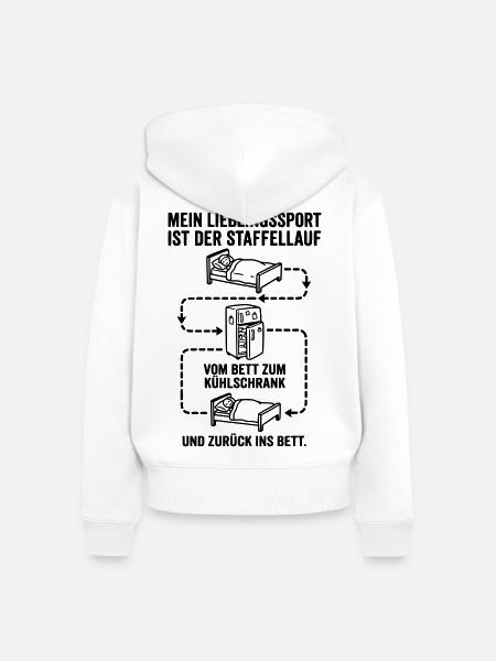 Bett und Kühlschrank Staffellauf - Frauen Premium Bio Zip Hoodie - Weiß