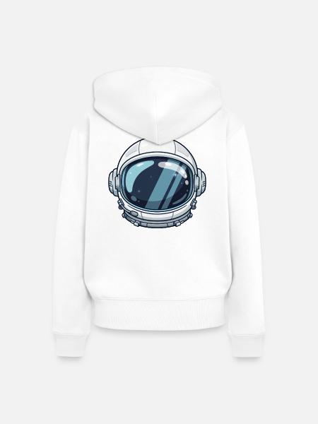 Astronautenhelm Kosmisches Visier - Frauen Premium Bio Zip Hoodie - Weiß