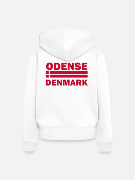 Odense, Dänemark Gestreifte Flagge - Frauen Premium Bio Zip Hoodie - Weiß
