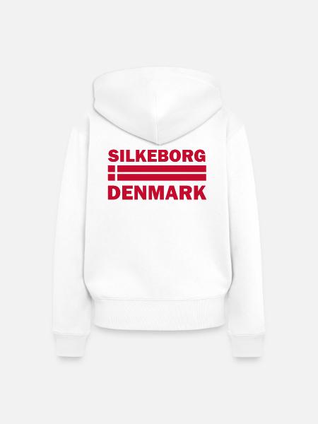 Text der Silkeborg-Dänemark-Flagge - Frauen Premium Bio Zip Hoodie - Weiß