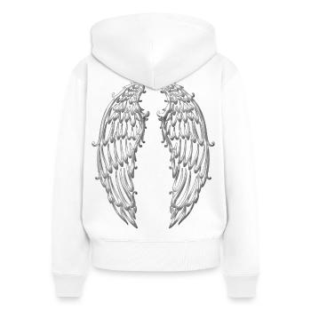 Große Flügel, Engelsflügel, silber - Frauen Premium Bio Zip Hoodie - Weiß - Hinten - AI Model Female 172 light (172cm)