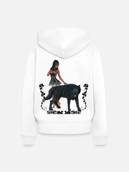 Mit dem Wolf umwerfend - Frauen Premium Bio Zip Hoodie - Weiß