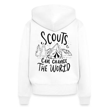 scout - Sweat à capuche zippé Premium bio Femme - blanc - Dos - AI Model Female 172 light (172cm)