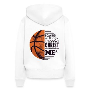 Basketball Glaube - Frauen Premium Bio Zip Hoodie - Weiß - Hinten - AI Model Female 172 light (172cm)