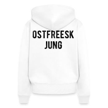 Ostfreesk Jung Ostfriesland Plattdeutsch Dialekt - Frauen Premium Bio Zip Hoodie - Weiß - Hinten - AI Model Female 172 light (172cm)