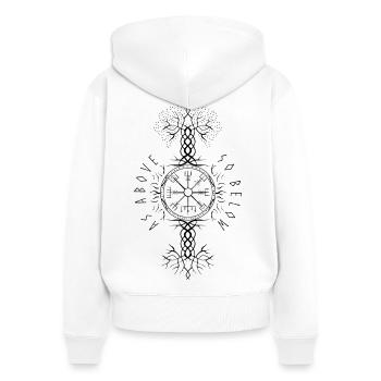 Ygdrassil Arbre du monde Arbre de vie Vegvisir - Sweat à capuche zippé Premium bio Femme - blanc - Dos - AI Model Female 172 light (172cm)