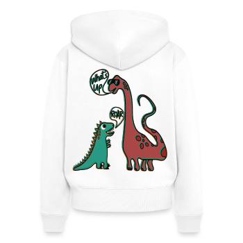 Dinosaurier Tyrannosaurus und Brachiosaurus - Frauen Premium Bio Zip Hoodie - Weiß - Hinten - AI Model Female 172 light (172cm)