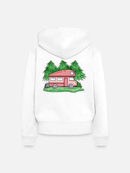 Wohnwagen Camper Geschenk - Frauen Premium Bio Zip Hoodie - Weiß