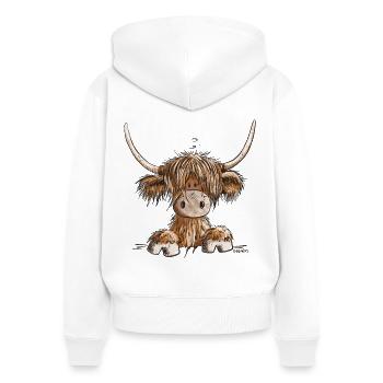 Schottisches Hochlandrind I Highland Cattle Kuh - Frauen Premium Bio Zip Hoodie - Weiß - Hinten - AI Model Female 172 light (172cm)