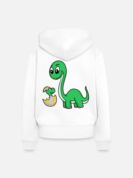 Dinosaurier mit Baby Dinosaurier - Frauen Premium Bio Zip Hoodie - Weiß