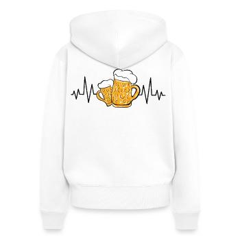 Bierglas mit Herzschlag Bier Puls EKG - Frauen Premium Bio Zip Hoodie - Weiß - Hinten - AI Model Female 172 light (172cm)