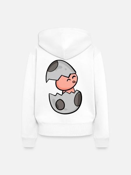 Huhn Ei Motiv - Frauen Premium Bio Zip Hoodie - Weiß