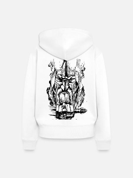 Wikinger Krieger Kopf - Frauen Premium Bio Zip Hoodie - Weiß