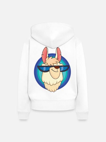 Cooles Lama mit Sonnenbrille - Frauen Premium Bio Zip Hoodie - Weiß