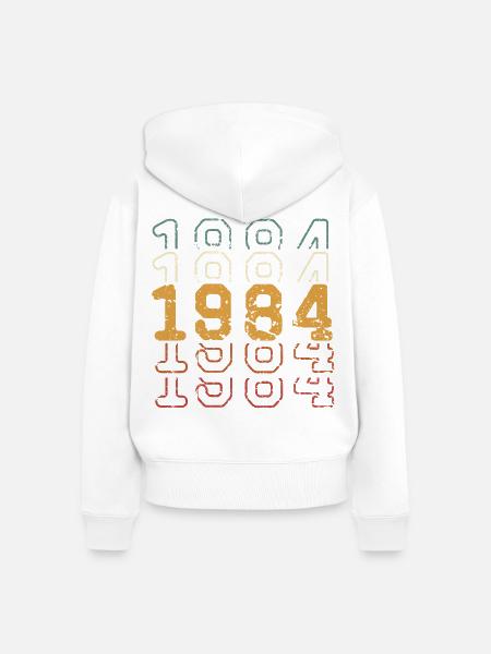 1984 - Frauen Premium Bio Zip Hoodie - Weiß
