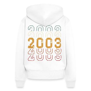 2003 - Frauen Premium Bio Zip Hoodie - Weiß - Hinten - AI Model Female 172 light (172cm)