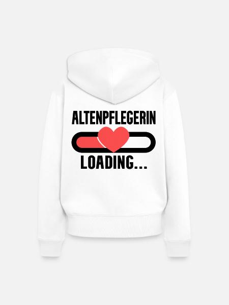Altenpflegerin Loading - Frauen Premium Bio Zip Hoodie - Weiß