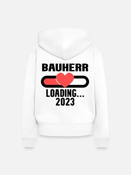 Bauherr 2023 Loading - Frauen Premium Bio Zip Hoodie - Weiß