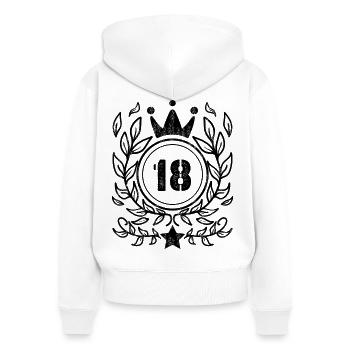 18 years old crown - 18 birthday - Women's Premium Organic Zip Hoodie - white - Back - AI Model Female 172 light (172cm)