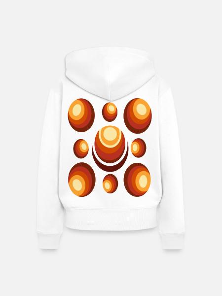 Halbmond Retro Kreismuster - Frauen Premium Bio Zip Hoodie - Weiß