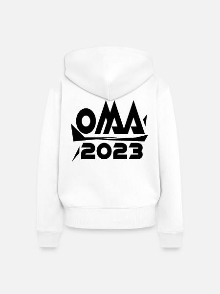 Großmutter 2023 - Oma Geschenk - Frauen Premium Bio Zip Hoodie - Weiß