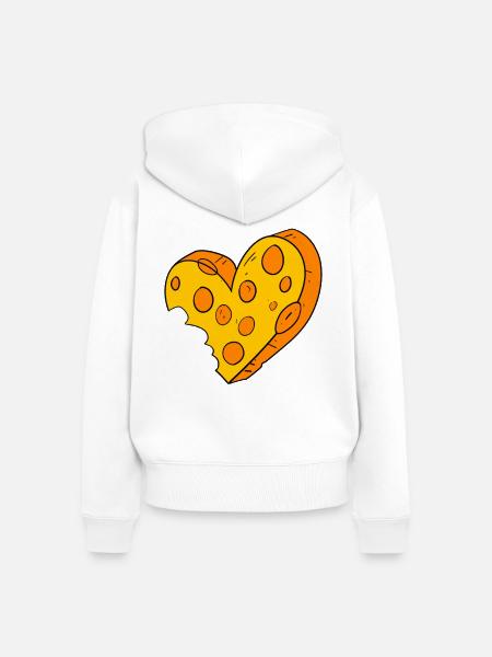 Käse Herz - Frauen Premium Bio Zip Hoodie - Weiß
