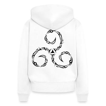 Triskèle Tribal Celte Breton - Sweat à capuche zippé Premium bio Femme - blanc - Dos - AI Model Female 172 light (172cm)