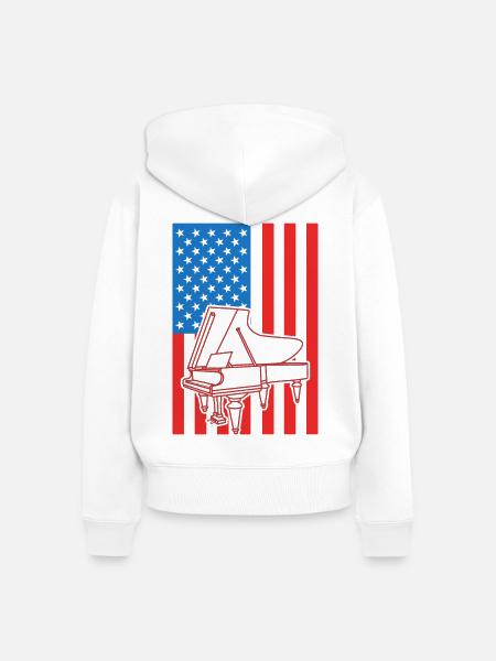 Patriotischer Pianist USA - Frauen Premium Bio Zip Hoodie - Weiß
