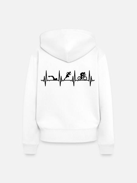 Triathlet Herzschlag - Frauen Premium Bio Zip Hoodie - Weiß