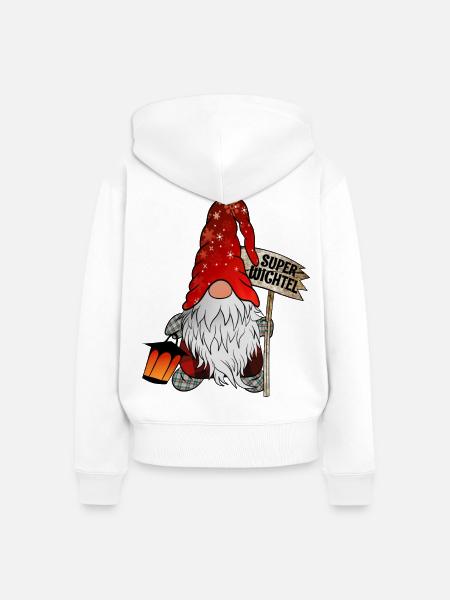 Christmas Gnome Super Wichtel - Frauen Premium Bio Zip Hoodie - Weiß