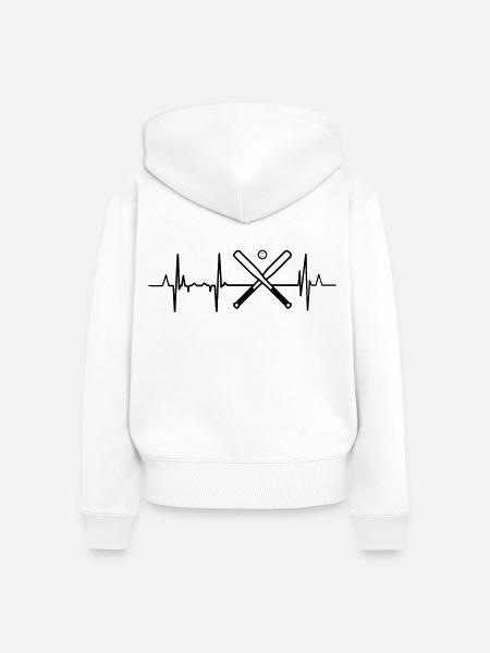 Baseball Herzlinie - Frauen Premium Bio Zip Hoodie - Weiß