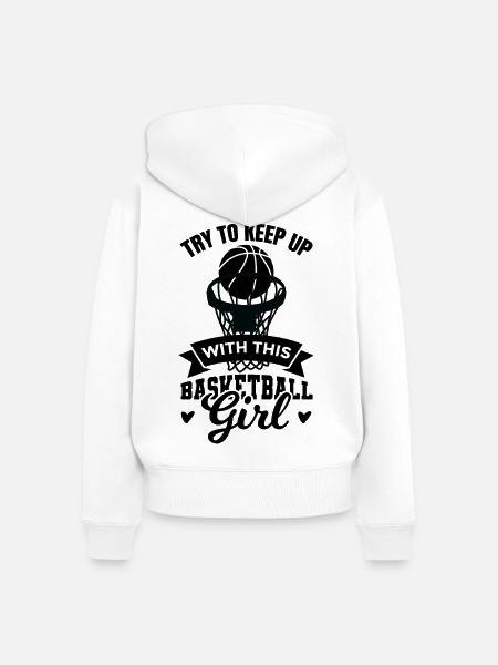 Basketballerin - Frauen Premium Bio Zip Hoodie - Weiß