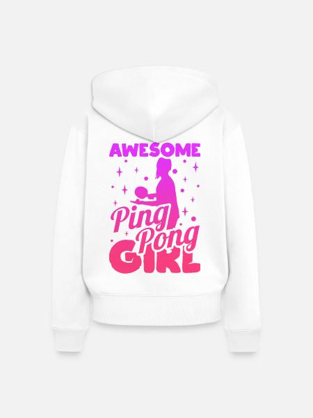 Awesome Ping Pong Girl - Frauen Premium Bio Zip Hoodie - Weiß