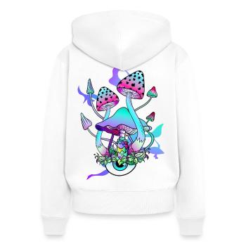 Trippy Hippie Psychedelic Mushroom - Frauen Premium Bio Zip Hoodie - Weiß - Hinten - AI Model Female 172 light (172cm)