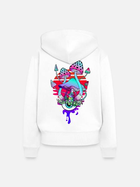 Zauberpilze Psychedelic Mushrooms Eye - Frauen Premium Bio Zip Hoodie - Weiß