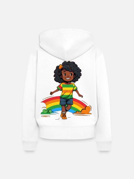 Lebendige Regenbogen Kinderdesign - Frauen Premium Bio Zip Hoodie - Weiß