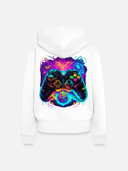 Power Graffiti Gaming Controller - Frauen Premium Bio Zip Hoodie - Weiß