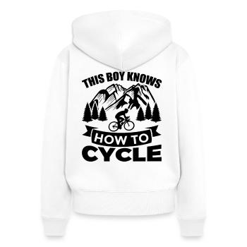 Radfahrer Junge - Frauen Premium Bio Zip Hoodie - Weiß - Hinten - AI Model Female 172 light (172cm)