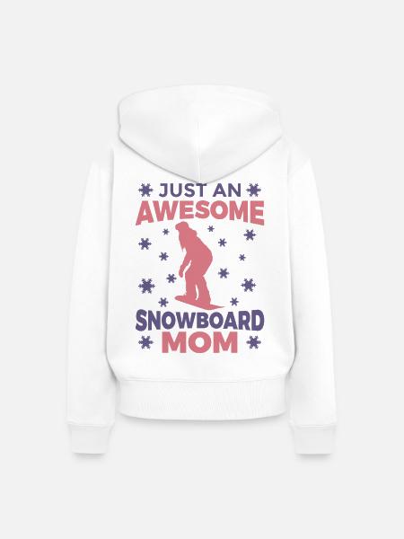 Snowboarding Mama - Frauen Premium Bio Zip Hoodie - Weiß