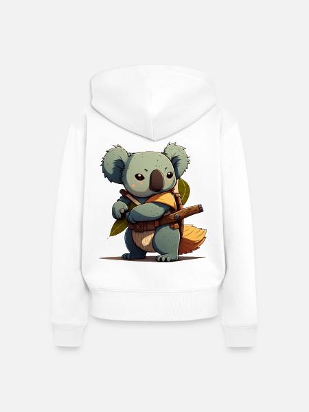 Koala als Samurai - Frauen Premium Bio Zip Hoodie - Weiß