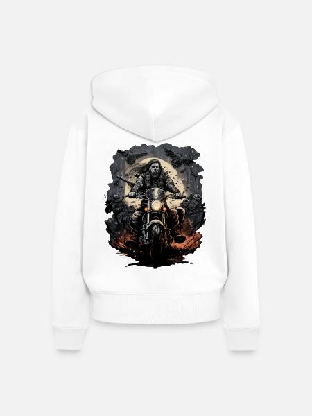 Biker im Mondlicht - Frauen Premium Bio Zip Hoodie - Weiß