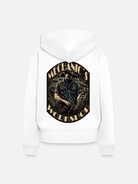 Automechaniker mit Schriftzug - Frauen Premium Bio Zip Hoodie - Weiß