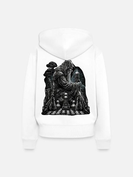 Schachmeister im Spiel - Frauen Premium Bio Zip Hoodie - Weiß