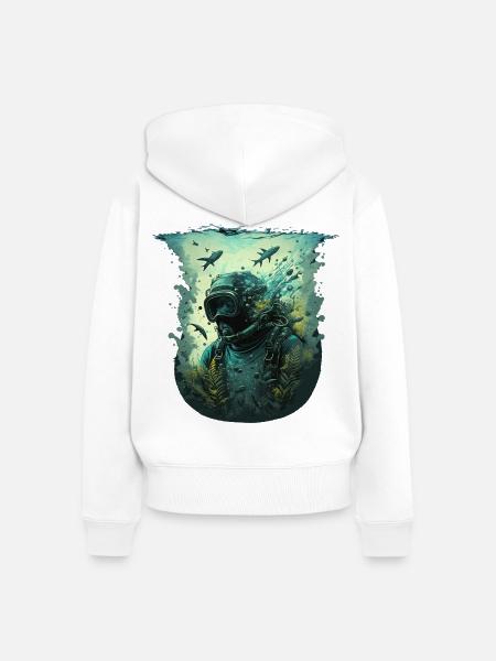Taucher unter Wasser - Frauen Premium Bio Zip Hoodie - Weiß