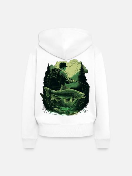 Angler auf der Jagd - Frauen Premium Bio Zip Hoodie - Weiß