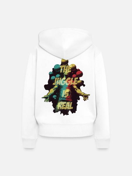 Jongleur mit Schriftzug - Frauen Premium Bio Zip Hoodie - Weiß