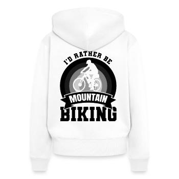 Blague de vététiste - Sweat à capuche zippé Premium bio Femme - blanc - Dos - AI Model Female 172 light (172cm)